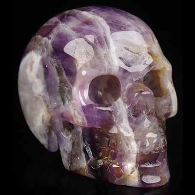 2.0" Dream Chevron Amethyst Hand Carved Crystal Skull, Realistic, Crystal Healing