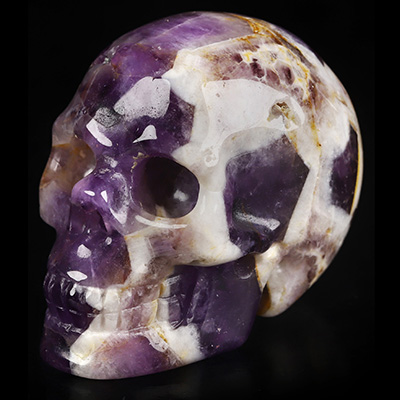 2.0" Dream Chevron Amethyst Hand Carved Crystal Skull, Realistic, Crystal Healing