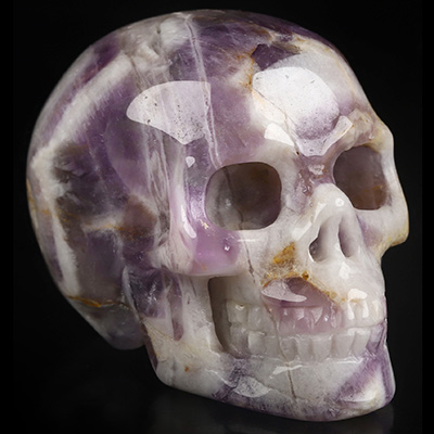 2.0" Dream Chevron Amethyst Hand Carved Crystal Skull, Realistic, Crystal Healing
