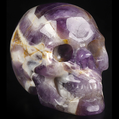 2.0" Dream Chevron Amethyst Hand Carved Crystal Skull, Realistic, Crystal Healing
