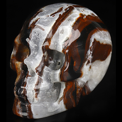 2.0" Black Zebra Agate Hand Carved Crystal Skull, Realistic, Crystal Healing