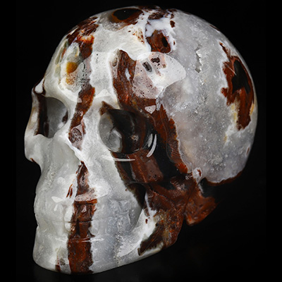 2.0" Black Zebra Agate Hand Carved Crystal Skull, Realistic, Crystal Healing