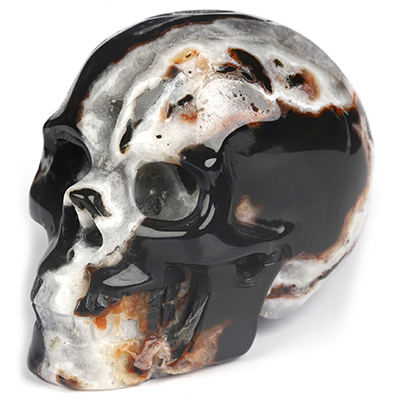 2.0" Black Zebra Agate Hand Carved Crystal Skull, Realistic, Crystal Healing