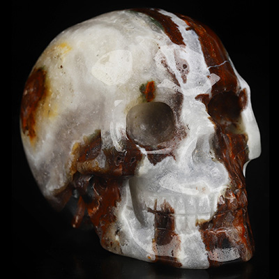 2.0" Black Zebra Agate Hand Carved Crystal Skull, Realistic, Crystal Healing