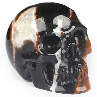 2.0" Black Zebra Agate Hand Carved Crystal Skull, Realistic, Crystal Healing