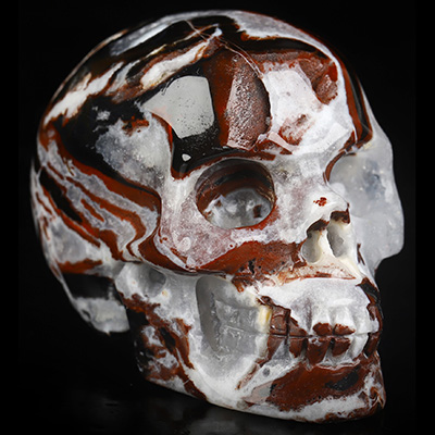 2.0" Black Zebra Agate Hand Carved Crystal Skull, Realistic, Crystal Healing