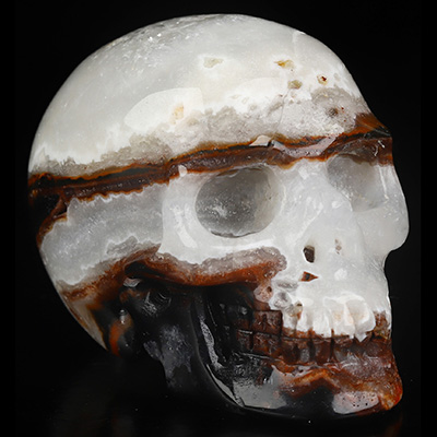 2.0" Black Zebra Agate Hand Carved Crystal Skull, Realistic, Crystal Healing