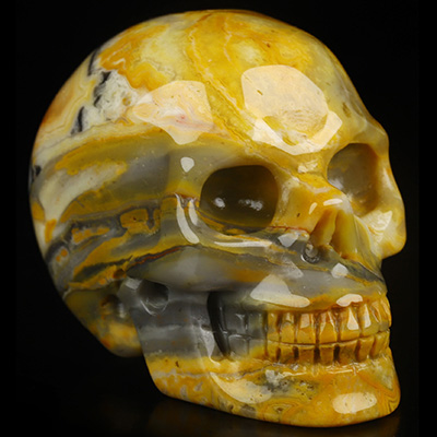 2.0" Crazy Lace Agate Hand Carved Crystal Skull, Realistic, Crystal Healing
