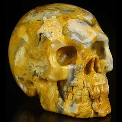 2.0" Crazy Lace Agate Hand Carved Crystal Skull, Realistic, Crystal Healing