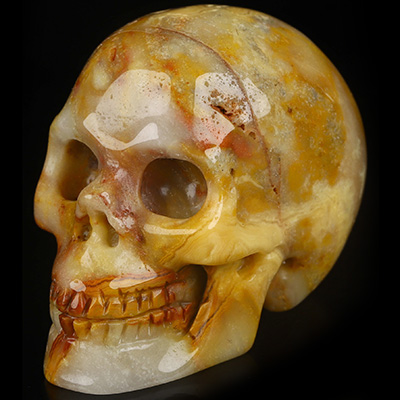 1.9" Crazy Lace Agate Hand Carved Crystal Skull, Realistic, Crystal Healing