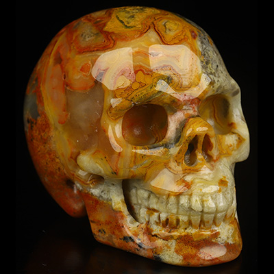 2.0" Crazy Lace Agate Hand Carved Crystal Skull, Realistic, Crystal Healing