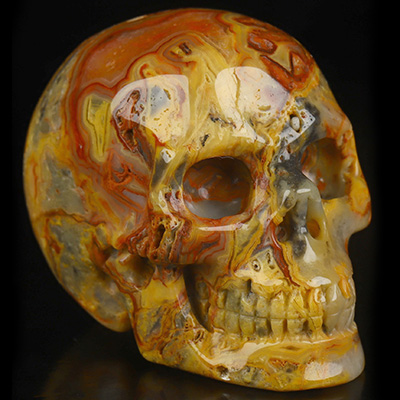 2.0" Crazy Lace Agate Hand Carved Crystal Skull, Realistic, Crystal Healing