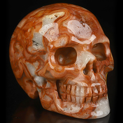 2.0" Crazy Lace Agate Hand Carved Crystal Skull, Realistic, Crystal Healing