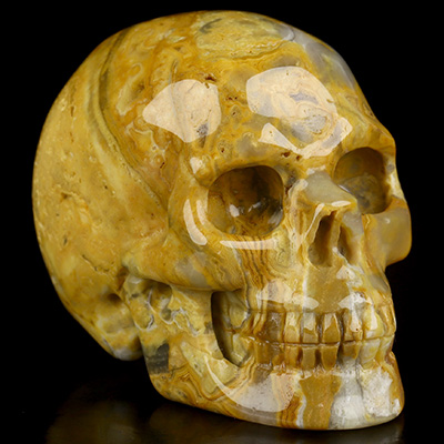 2.0" Crazy Lace Agate Hand Carved Crystal Skull, Realistic, Crystal Healing