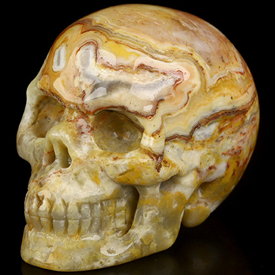 2.0" Crazy Lace Agate Hand Carved Crystal Skull, Realistic, Crystal Healing