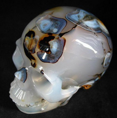 Stunning! Rare!!! Huge 4.8" Agate Carved Crystal Skull, Realistic