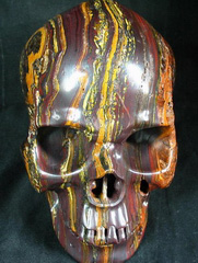 LIFESIZED, 7.4" Tiger's Iron Eye/tigereye Carved Crystal Skull Super Realistic