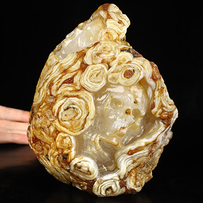 6.6" Agate Hand Carved Crystal Skull Fine Art Sculpture, Crystal Healing