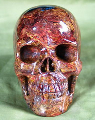 Great Chatoyance Large 3.6" Blue, Gold & Red Pietersite Carved Crystal Skull, Realistic