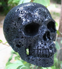 Huge 5.3" Hot Lava Stone Carved Crystal Skull, Realistic