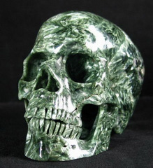 Biggest, Gemstone, 4.1" Seraphinite/Chliniclore Super Realistic Skull