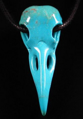 Gem 2.4" Turquoise Carved Raven/Crow Skull, Gemstone