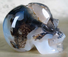 Geode Pretty 3.8" Agate Carved Crystal Skull Realistic