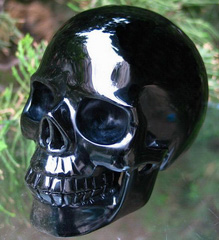 Chatoyance, Huge 5.1" Black Obsidian Carved Crystal Skull, Realistic