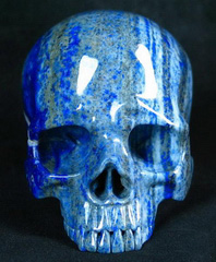 HUGE 4.6" Lapis Lazuli Carved Crystal Skull without Jaw