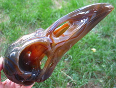 DOUBLE SIZE, 9.8" Red Agate Carved Crystal Raven/Crow Skull, Pattern