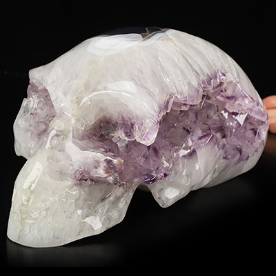 Oct 9, 2026 ACSAD (A Crystal Skull a Day) - The Civilization We Almost Remember - Titan 13.0" Agate Amethyst Geode Hand Carved Crystal Elongated Mayan Alien Skull Sculpture, Crystal Healing