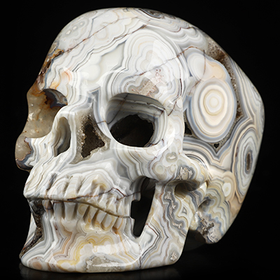 Gemstone 4.5" Red Crazy Lace Agate Hand Carved Crystal Skull, Super Realistic, Crystal Healing