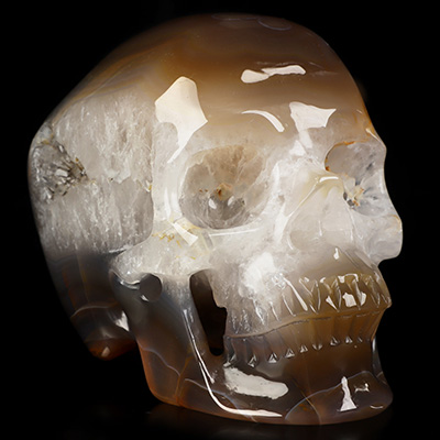 5.0" Premium Brazilian Agate Hand Carved Crystal Skull, Super Realistic, Crystal Healing
