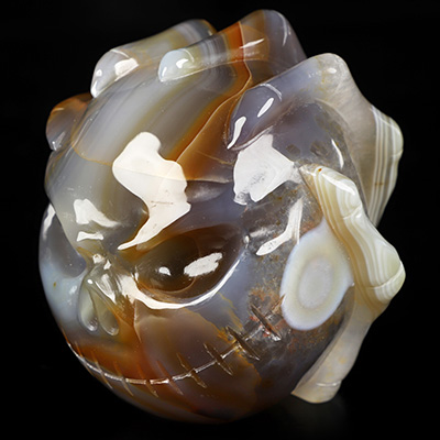 3.1" Premium Brazilian Agate Hand Carved Jack Crystal Skull Sculpture, Crystal Healing