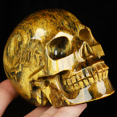 3.5" New Pietersite Hand Carved Crystal Skull, Realistic, Crystal Healing