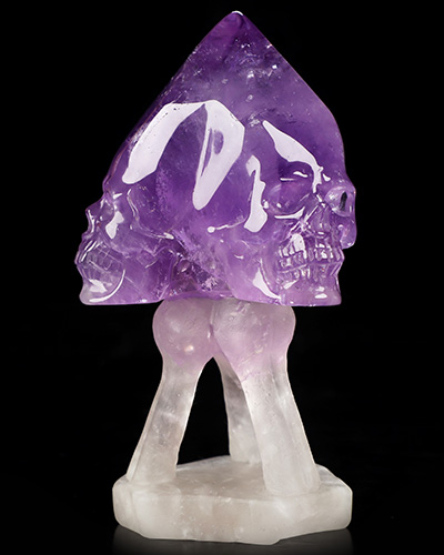 4.6" Amethyst Hand Carved Crystal Skull Sculpture, Crystal Healing