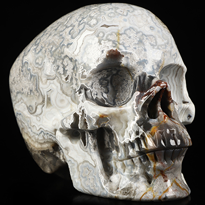 Gemstone 4.2" Red Crazy Lace Agate Hand Carved Crystal Skull, Super Realistic, Crystal Healing