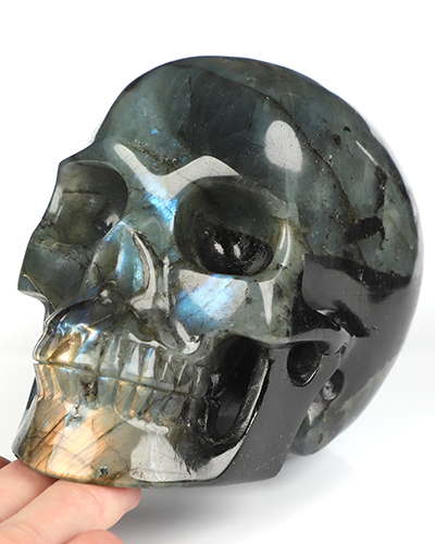 5.0" Labradorite Hand Carved Crystal Skull, Realistic, Crystal Healing