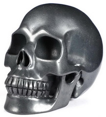 5.0" Hematite Carved Crystal Skull, Realistic, Crystal Healing