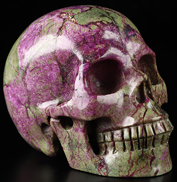 4.0" Stichtite and Serpentine Hand Carved Crystal Skull, Realistic, Crystal Healing