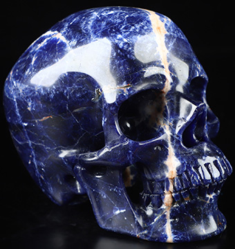 5.0" Sodalite Hand Carved Crystal Skull, Super Realistic, Crystal Healing