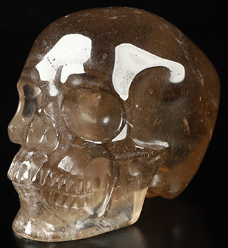 4.0" Smoky Quartz Rock Crystal Hand Carved Crystal Skull, Realistic, Crystal Healing