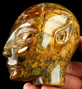 4.1" New Pietersite Hand Carved Fairy Elf Alien Crystal Skull Companion Sculpture, Crystal Healing