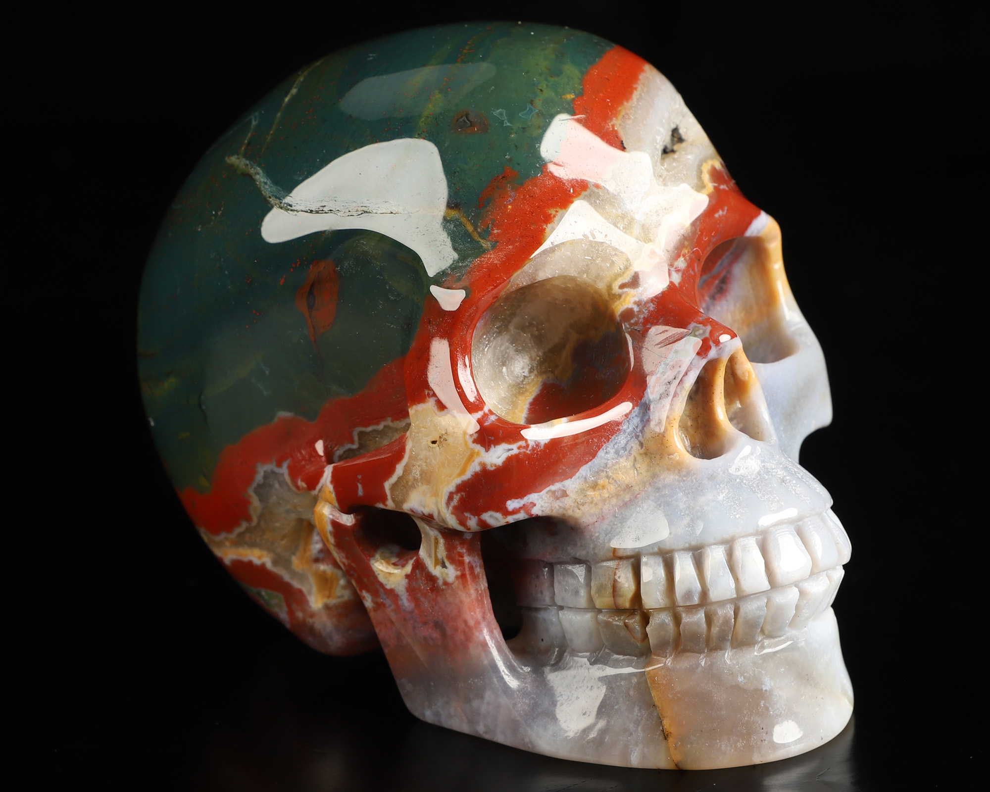 4.5" Bloodstone Hand Carved Crystal Skull, Realistic, Crystal Healing