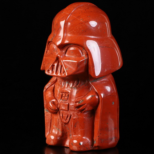 4.2" Red Jasper Hand Carved Crystal Darth Vader Fine Art Sculpture, Crystal Healing