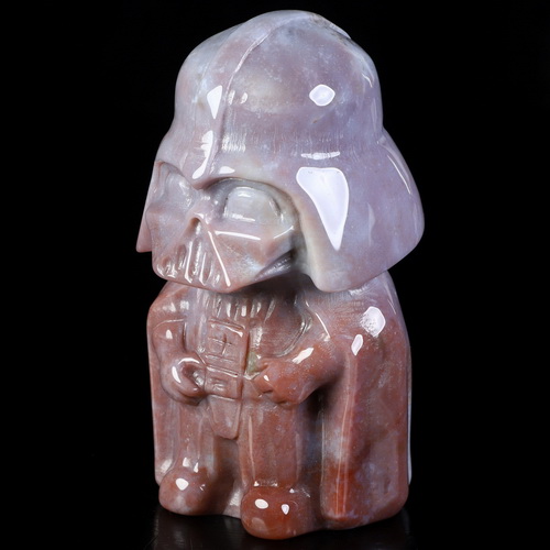 4.2" Indian Agate Hand Carved Crystal Darth Vader Fine Art Sculpture, Crystal Healing