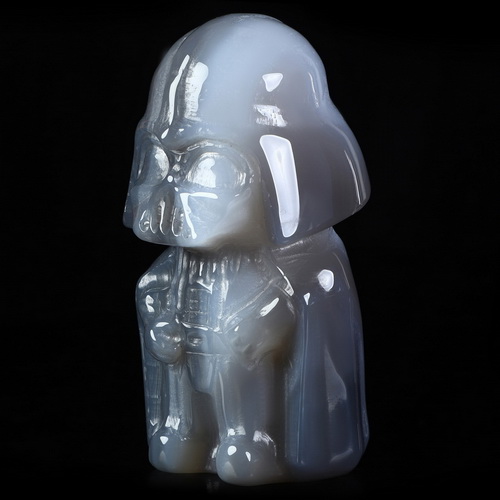 4.2" Premium Brazilian Agate Hand Carved Crystal Darth Vader Fine Art Sculpture, Crystal Healing