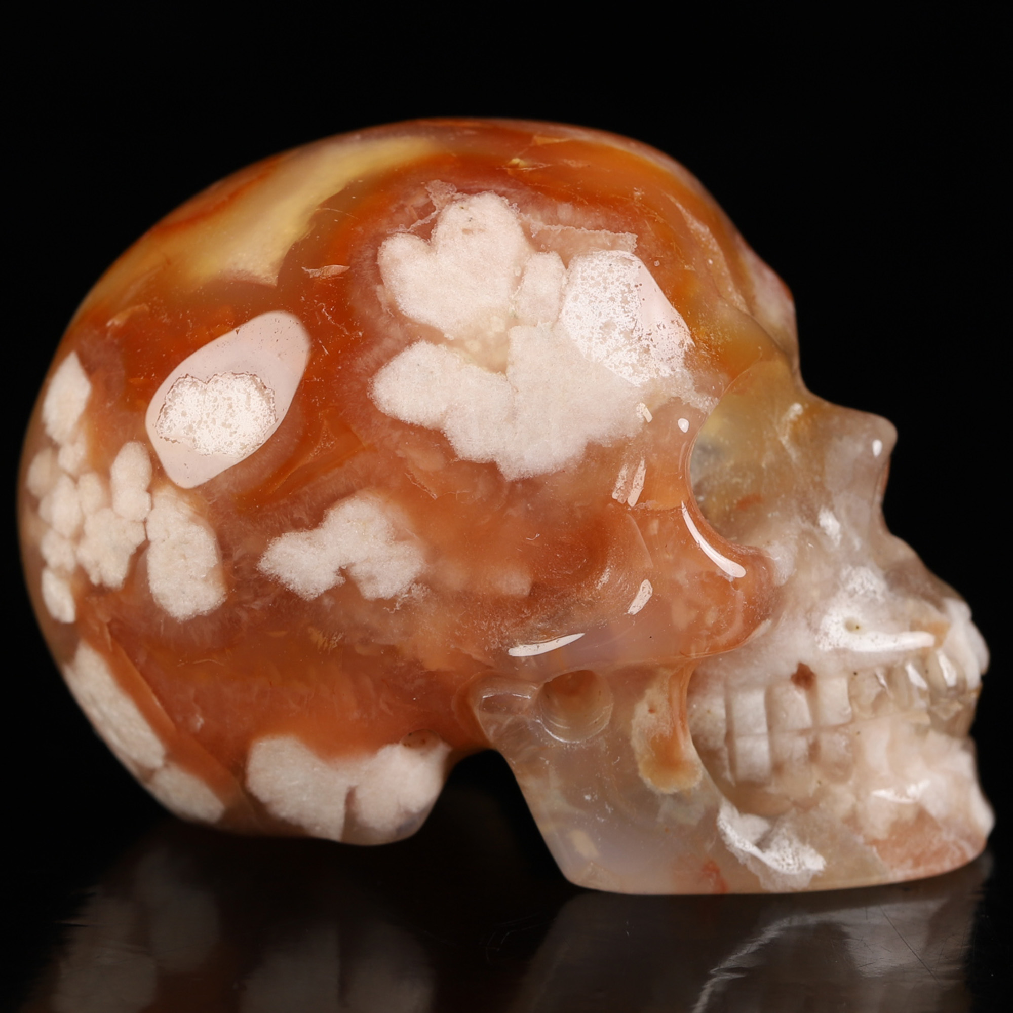 Gemstone 2.0" Sakura Agate Hand Carved Crystal Skull, Realistic, Crystal Healing