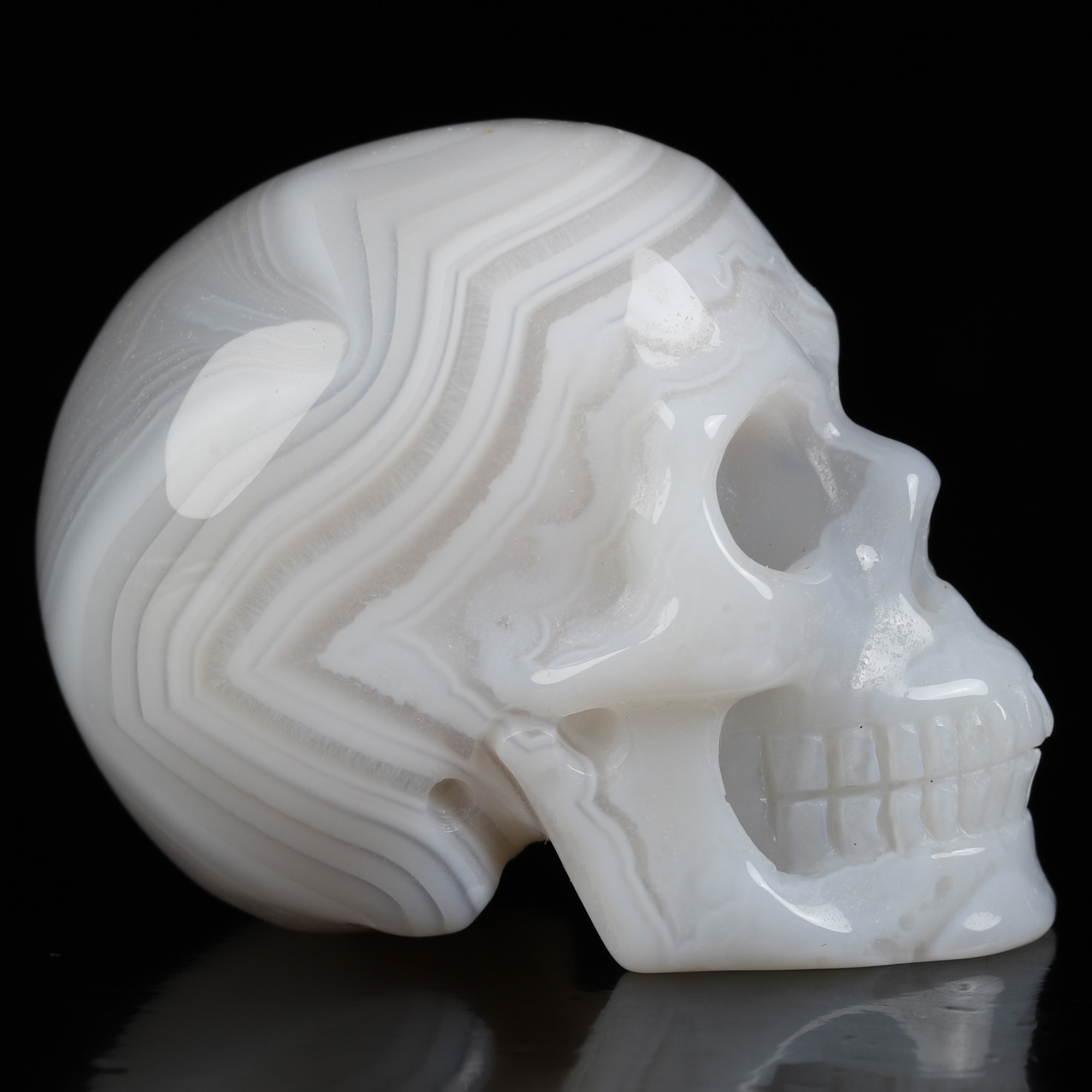 2.0" Agate Hand Carved Crystal Skull, Realistic, Crystal Healing