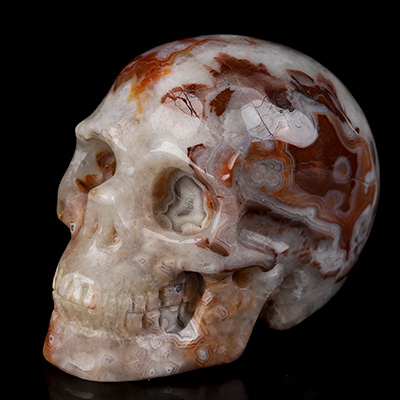 Gemstone 2.0" Red Crazy Lace Agate Hand Carved Crystal Skull, Realistic, Crystal Healing